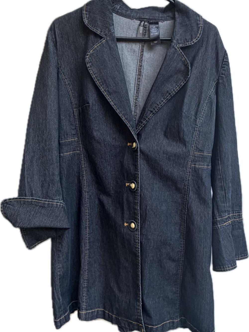 Bisou Bisou Sz L Dark Indigo Denim Jacket